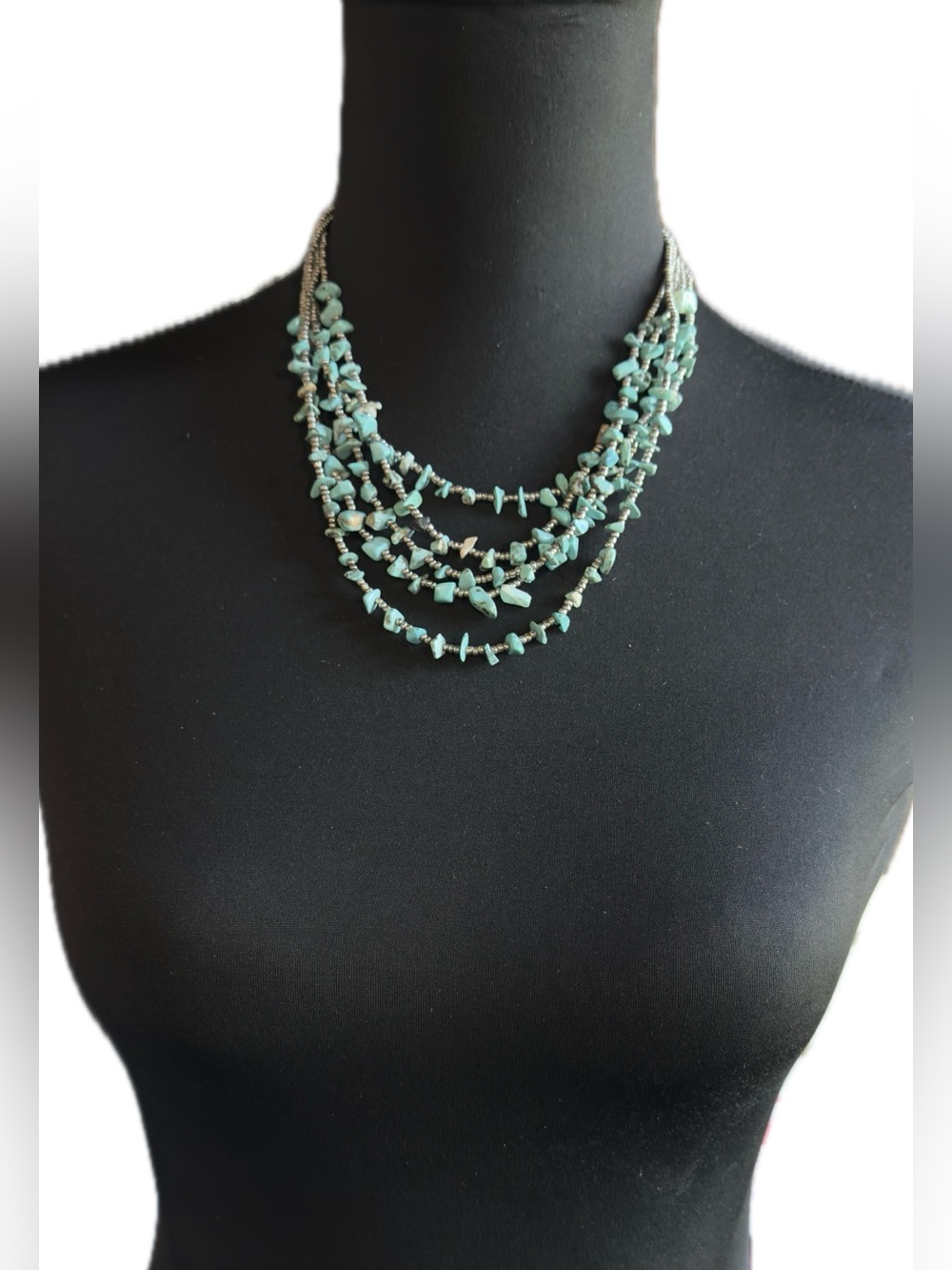 Multi-Strand Turquoise Chip Necklace - Women Jewelry